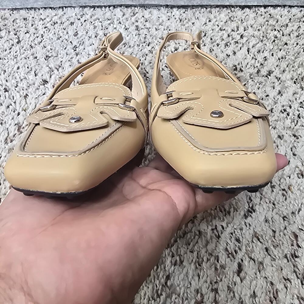 TOD'S LOAFER SLINGBACK LEATHER PUMPS, SIZE 6 - Picture 6 of 10